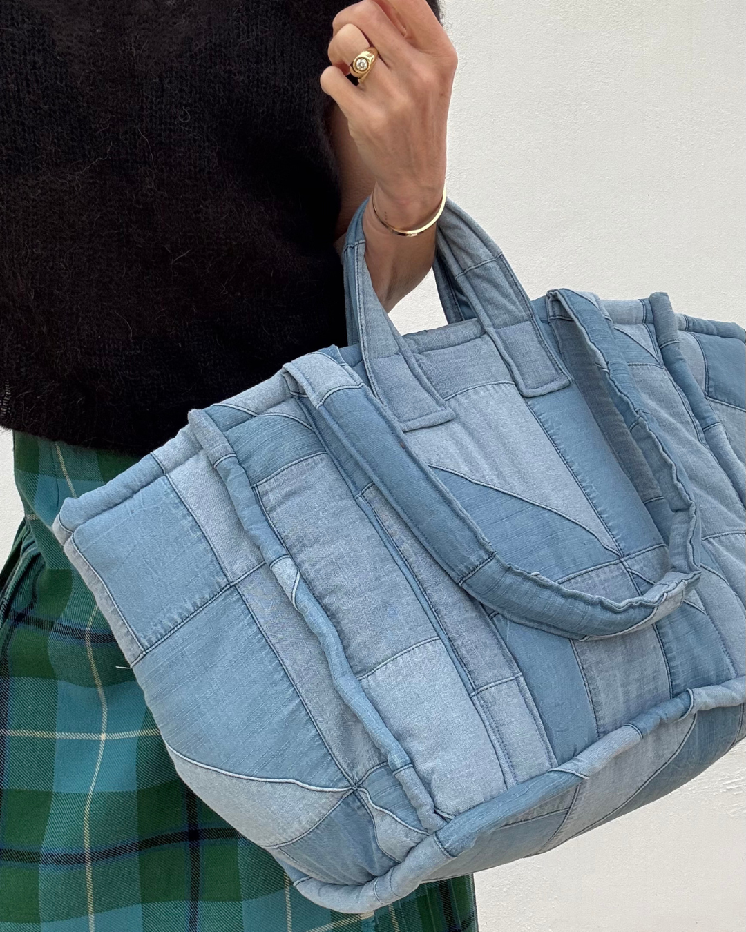 Patchwork Denim Tote Bag