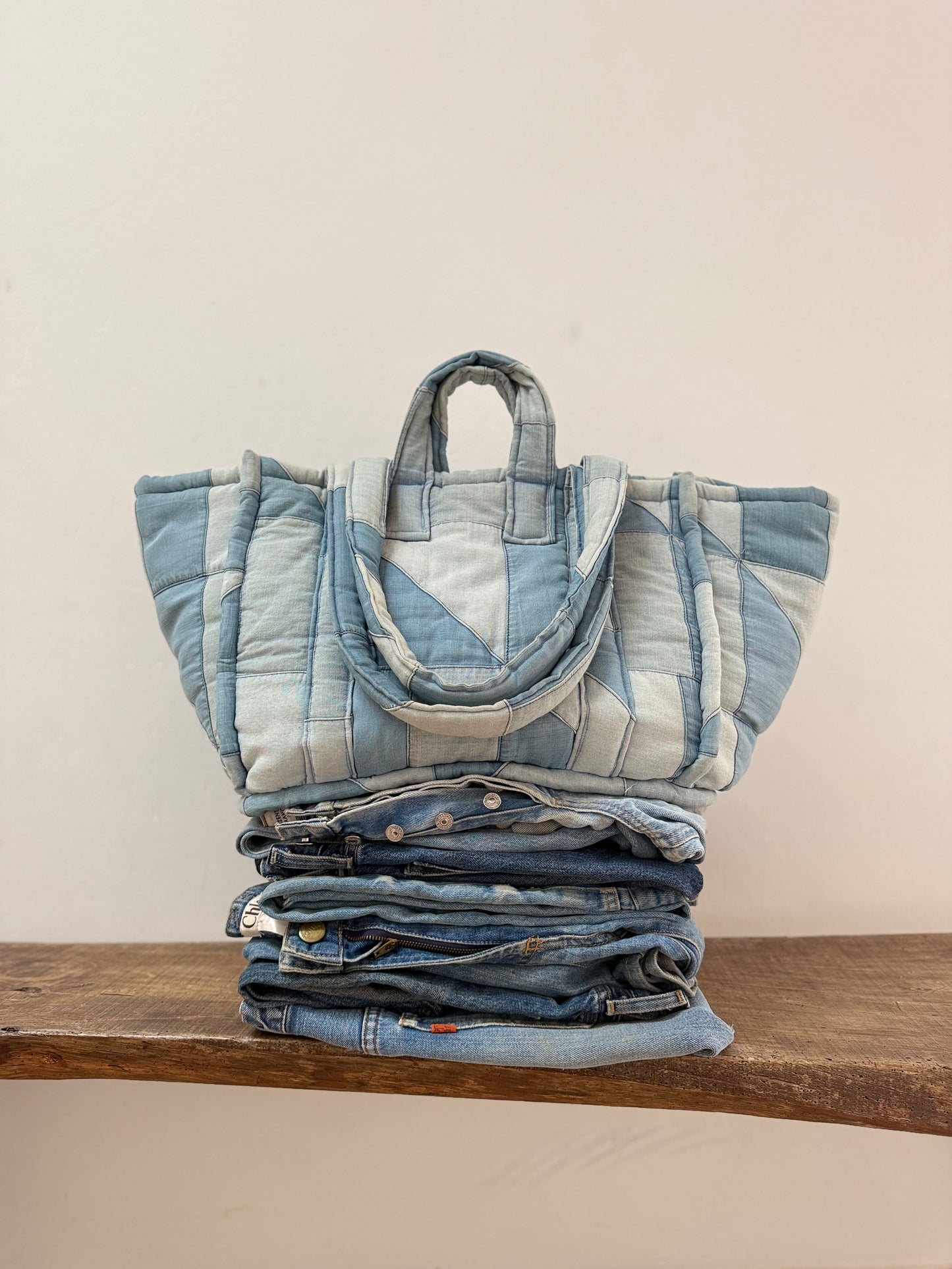 Patchwork Denim Tote Bag