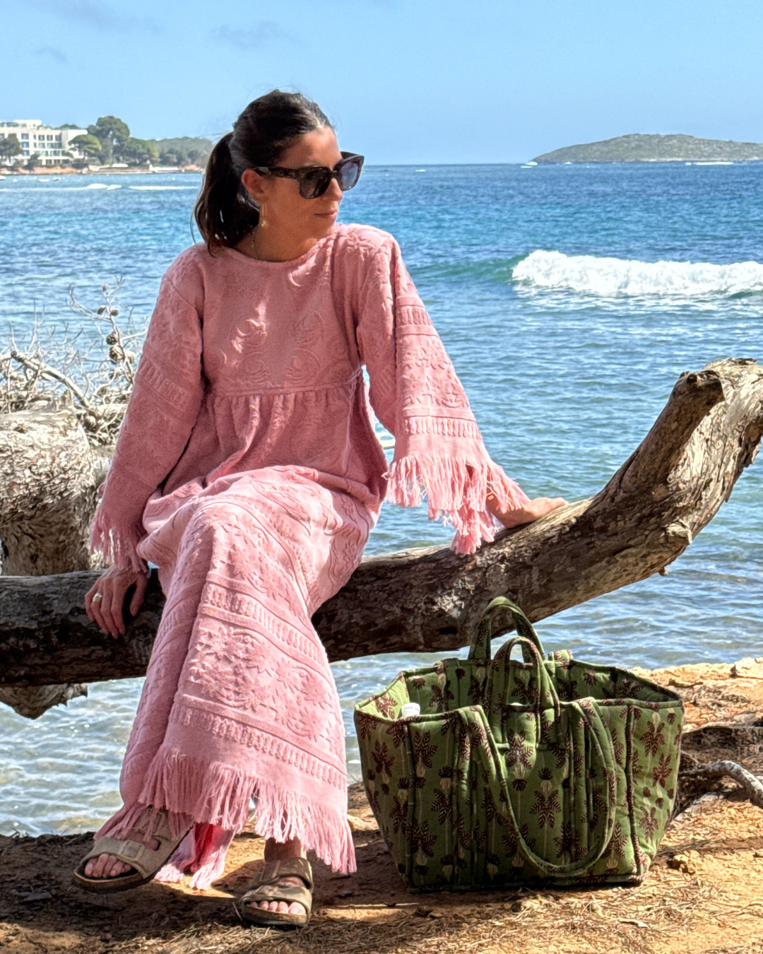 Fringe towelling Maxi Dress Rose