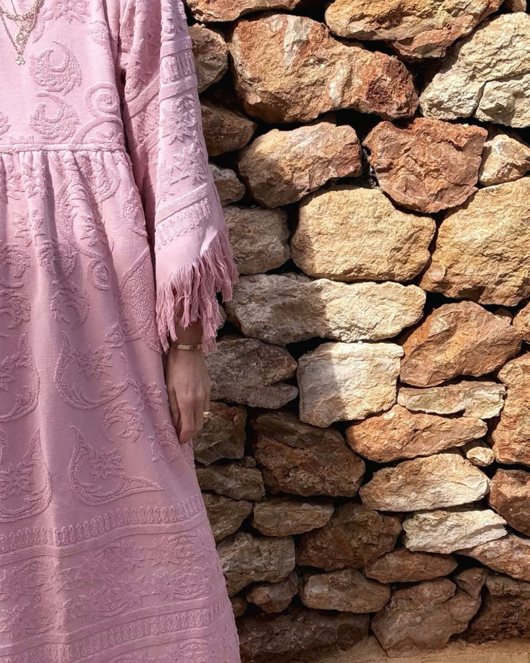 Fringe towelling Maxi Dress Rose