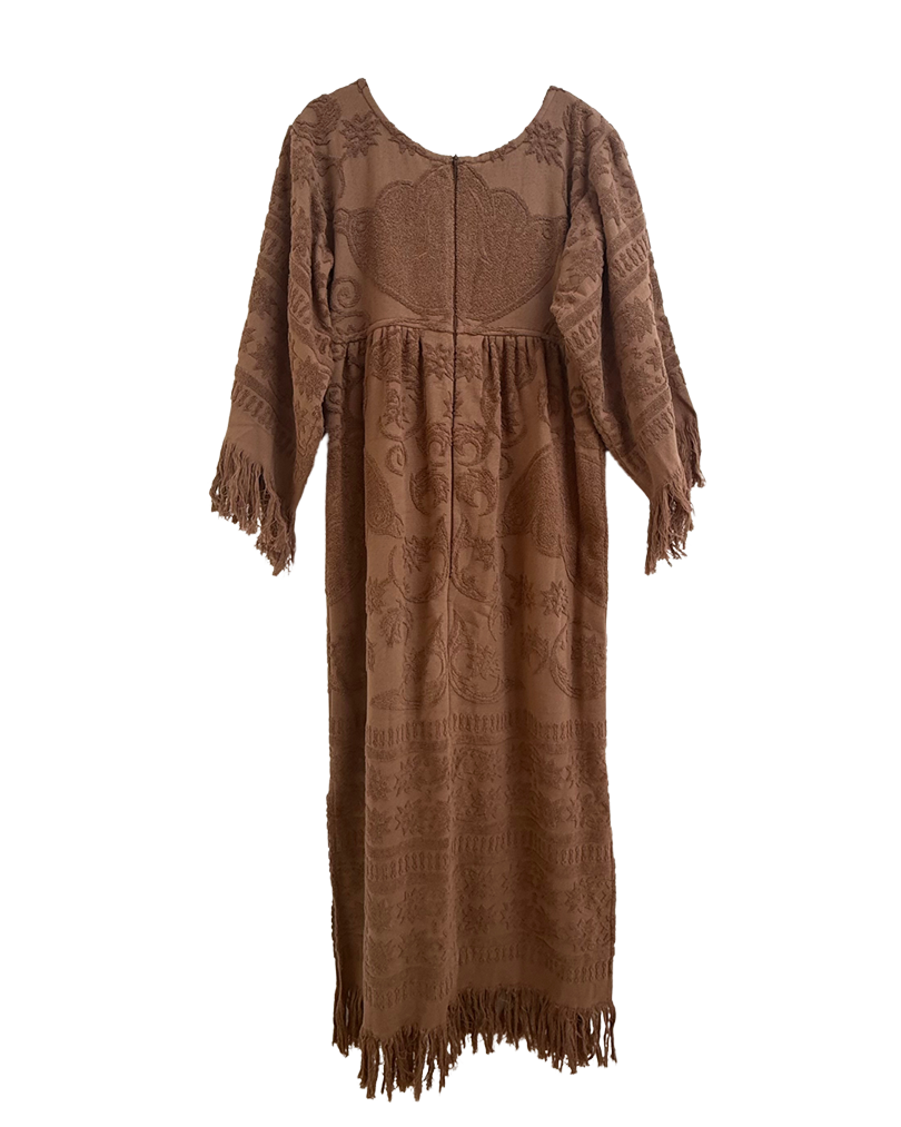 Fringe Towelling Maxi Dress Caramel - PRE ORDER