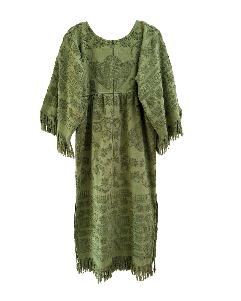 Fringe Towelling Maxi Dress Khaki