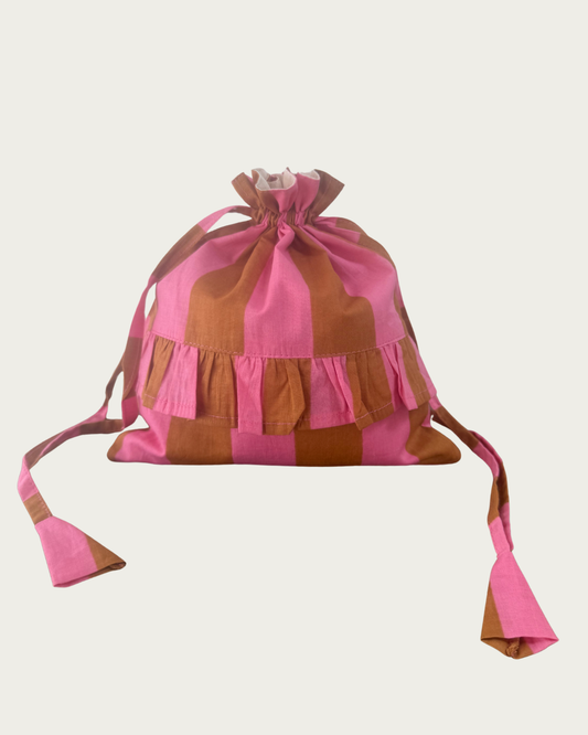 Stripe Frill Pochette Mustard + Pink