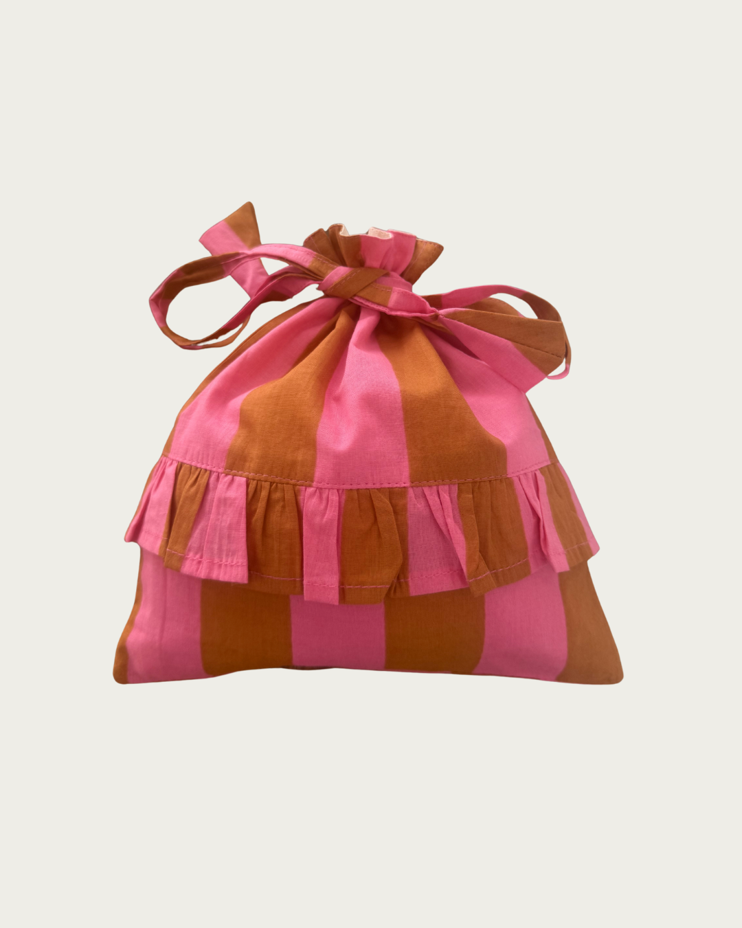 Stripe Frill Pochette Mustard + Pink