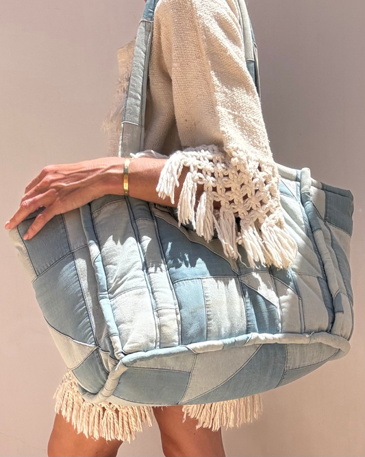 Patchwork Denim Tote Bag