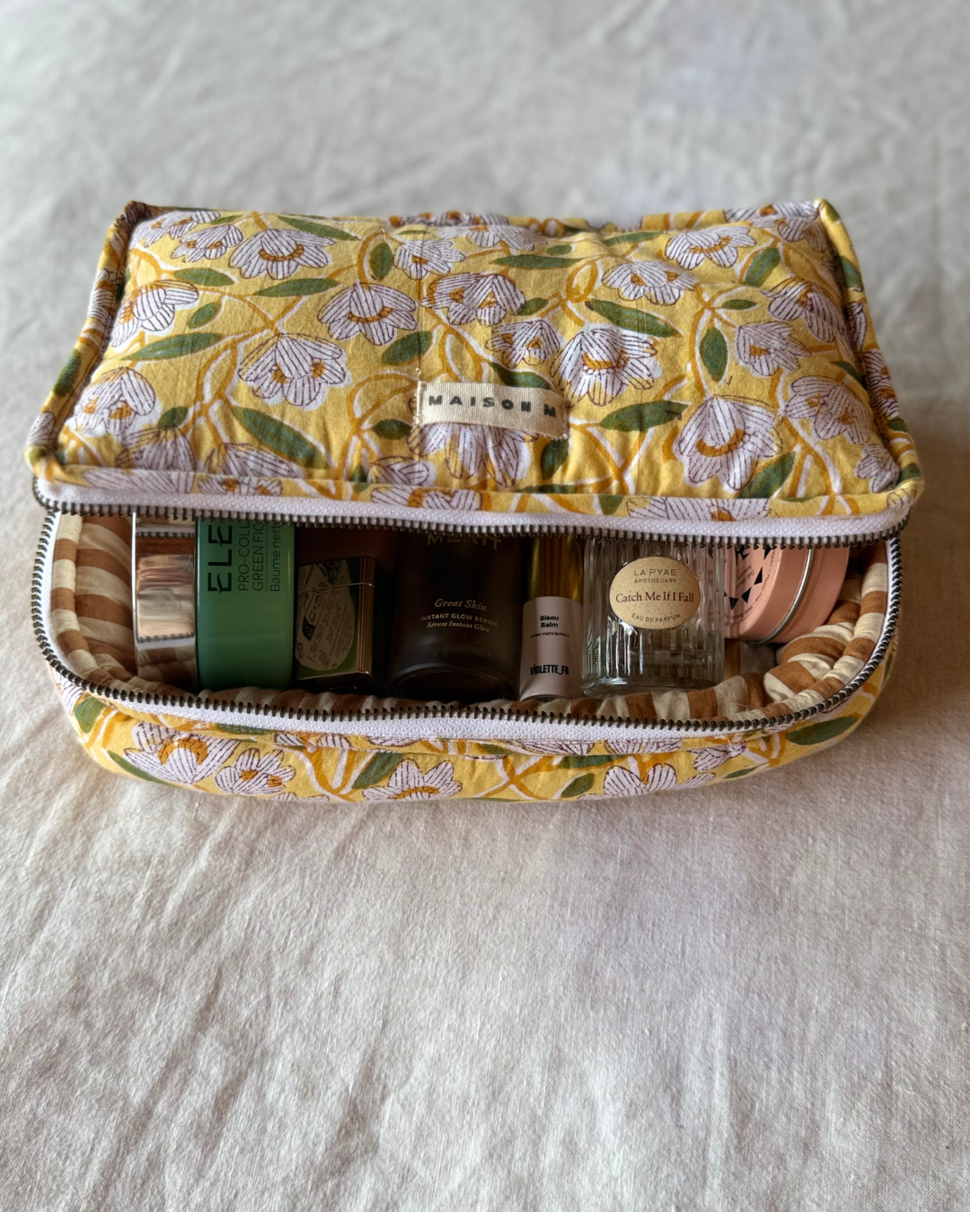 Lemon/ Stripe Toiletry Pouch