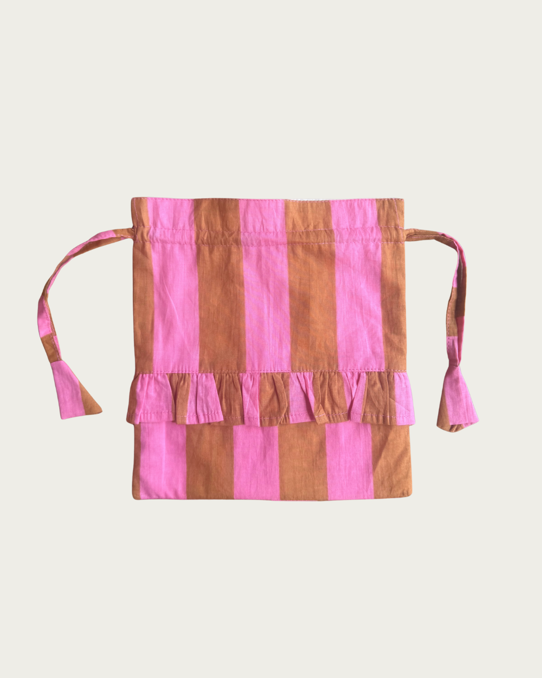 Stripe Frill Pochette Mustard + Pink