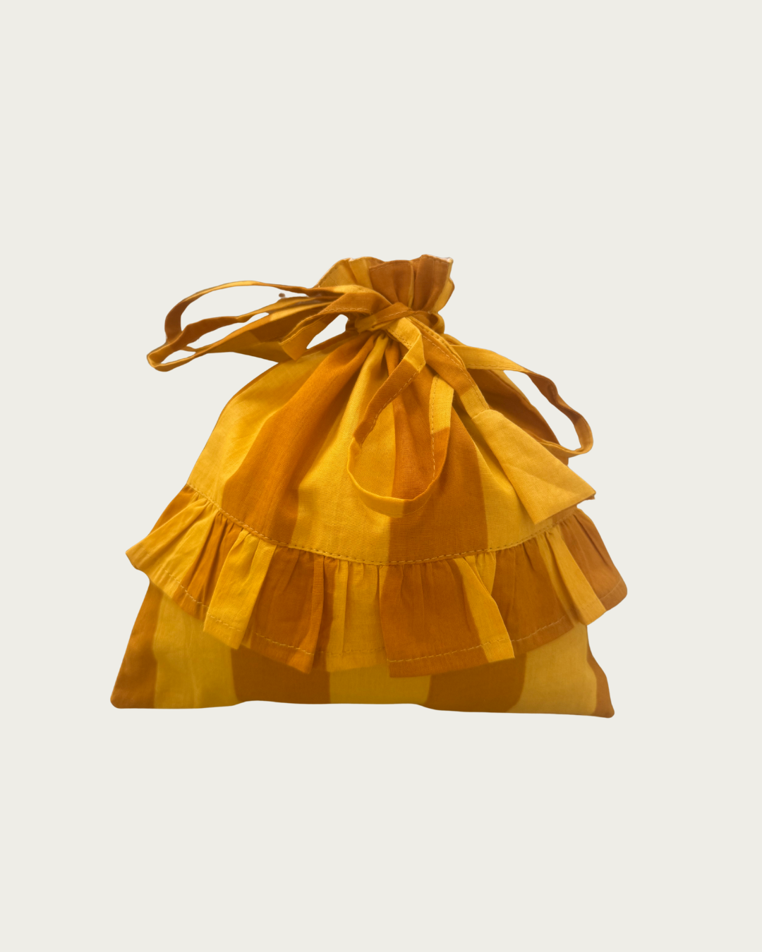 Stripe Frill Pochette Toffee + Mustard