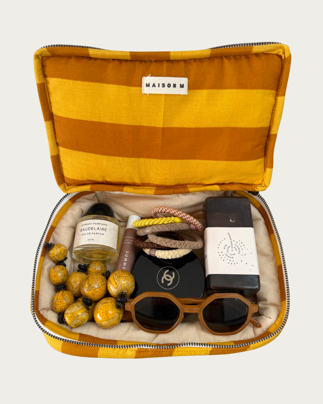 Get in Line Toiletry Pouch - Toffee + Mustard