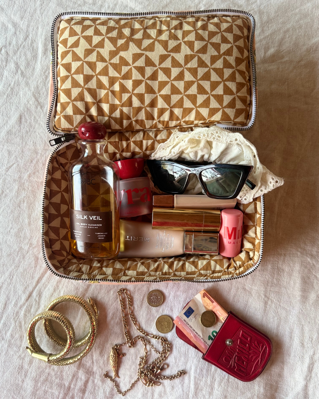 Coral/ Geo Toiletry Pouch