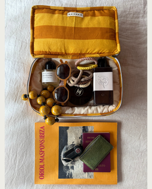 Get in Line Toiletry Pouch - Toffee + Mustard