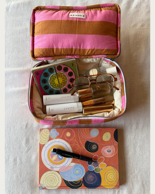 Get in Line Toiletry Pouch - Toffee + Pink
