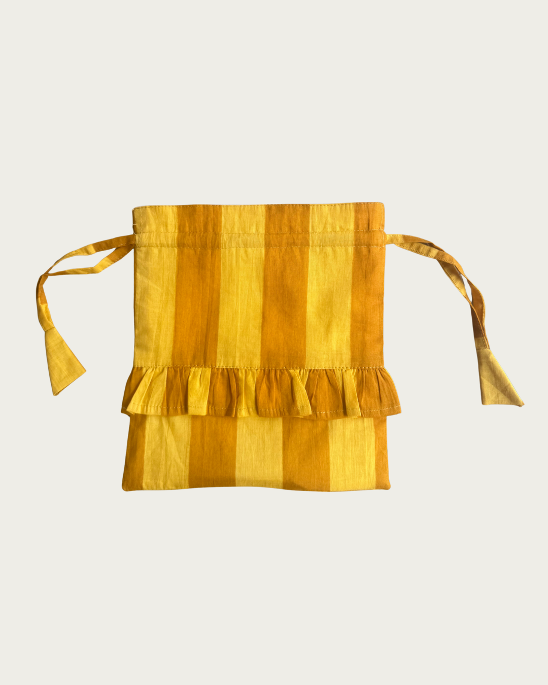 Stripe Frill Pochette Toffee + Mustard