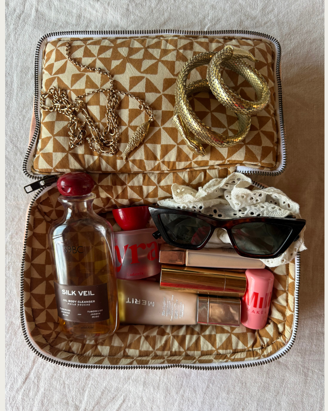 Coral/ Geo Toiletry Pouch