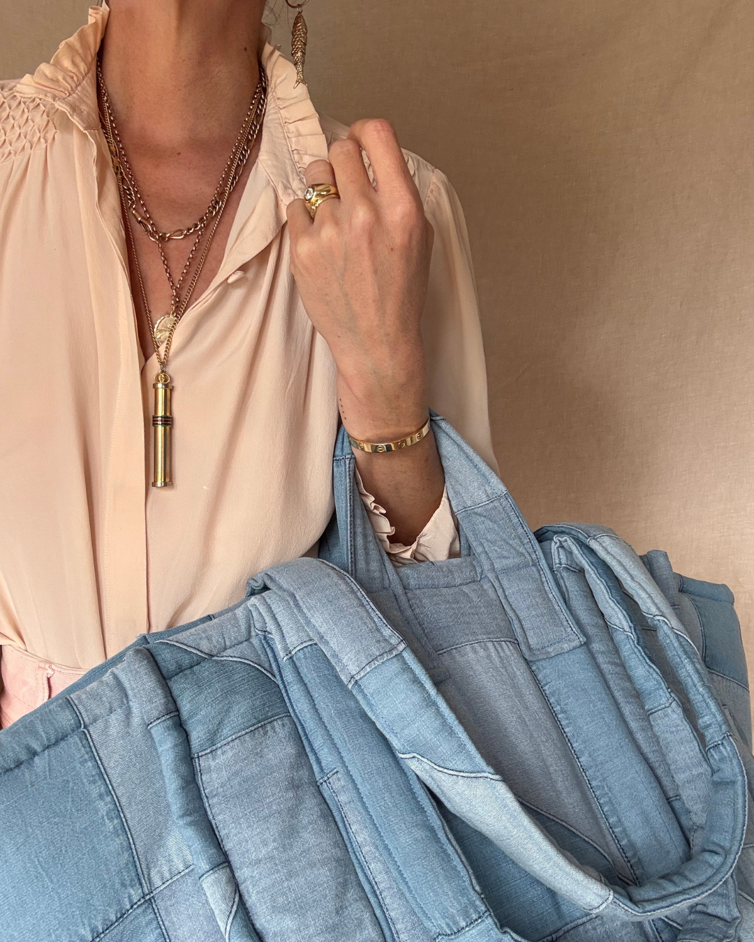 Patchwork Denim Tote Bag