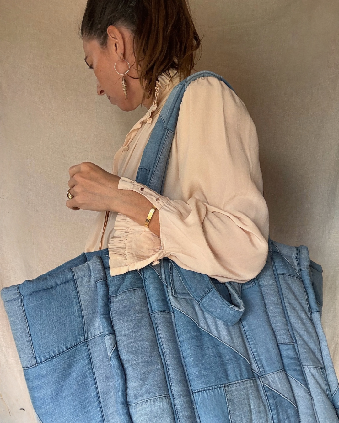 Patchwork Denim Tote Bag
