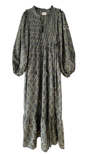 The Autumn Dress  - Green/Blue floral