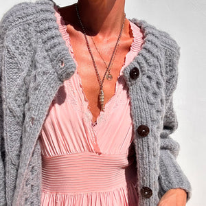 Hand Knit Balloon sleeve cardigan - DOVE