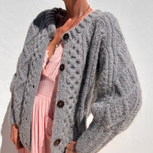 Hand Knit Balloon sleeve cardigan - DOVE