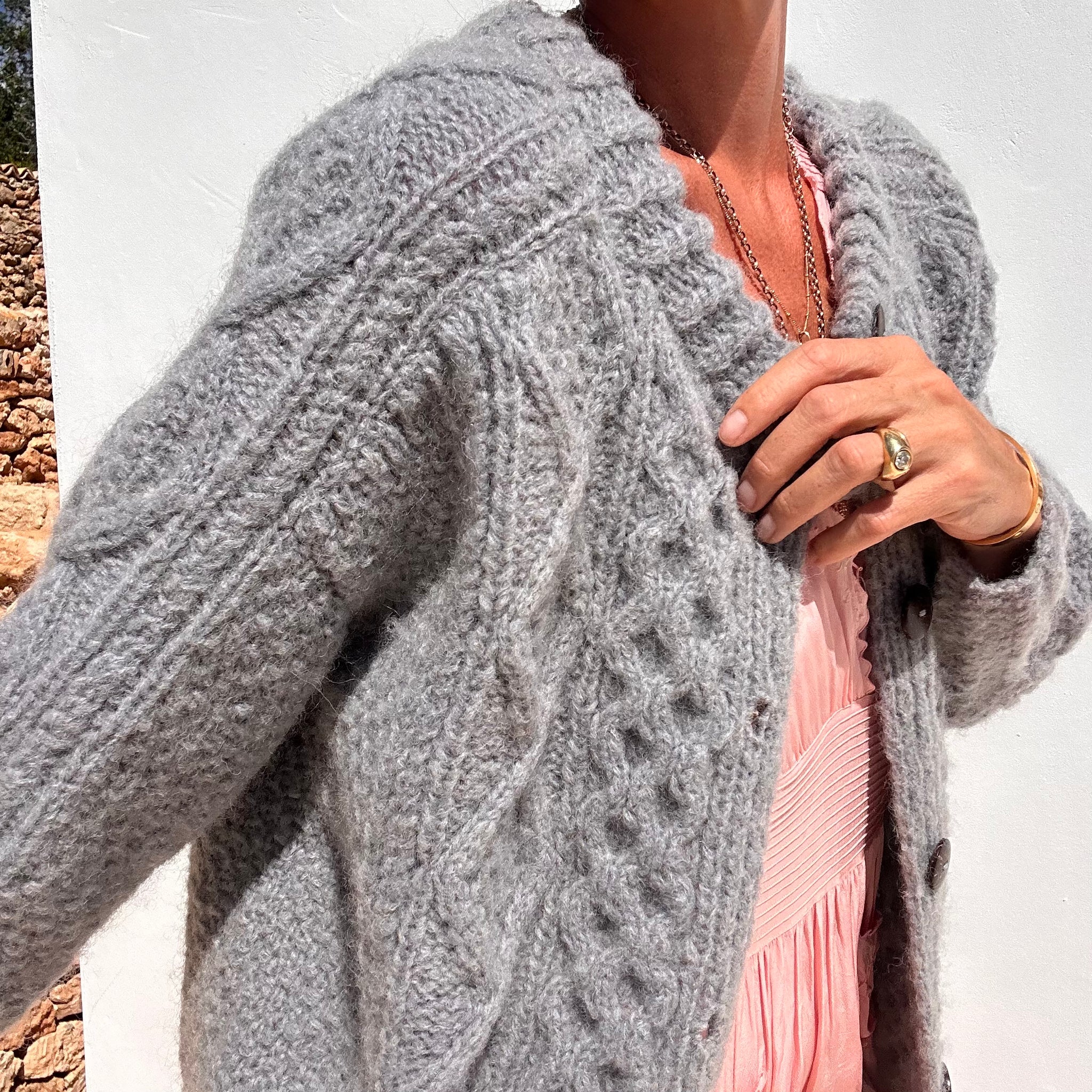 Grey balloon sleeve cardigan online