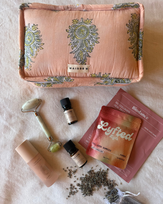 Coral/ Geo Toiletry Pouch