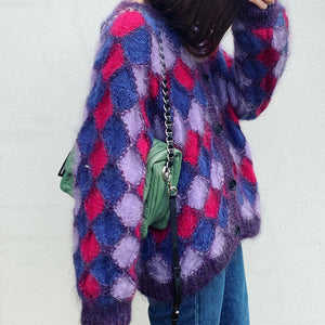 Purple Diamond Vintage Hand Knit Cardigan/Jacket