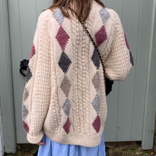 Vintage Aran Diamond Hand Knit Cardigan