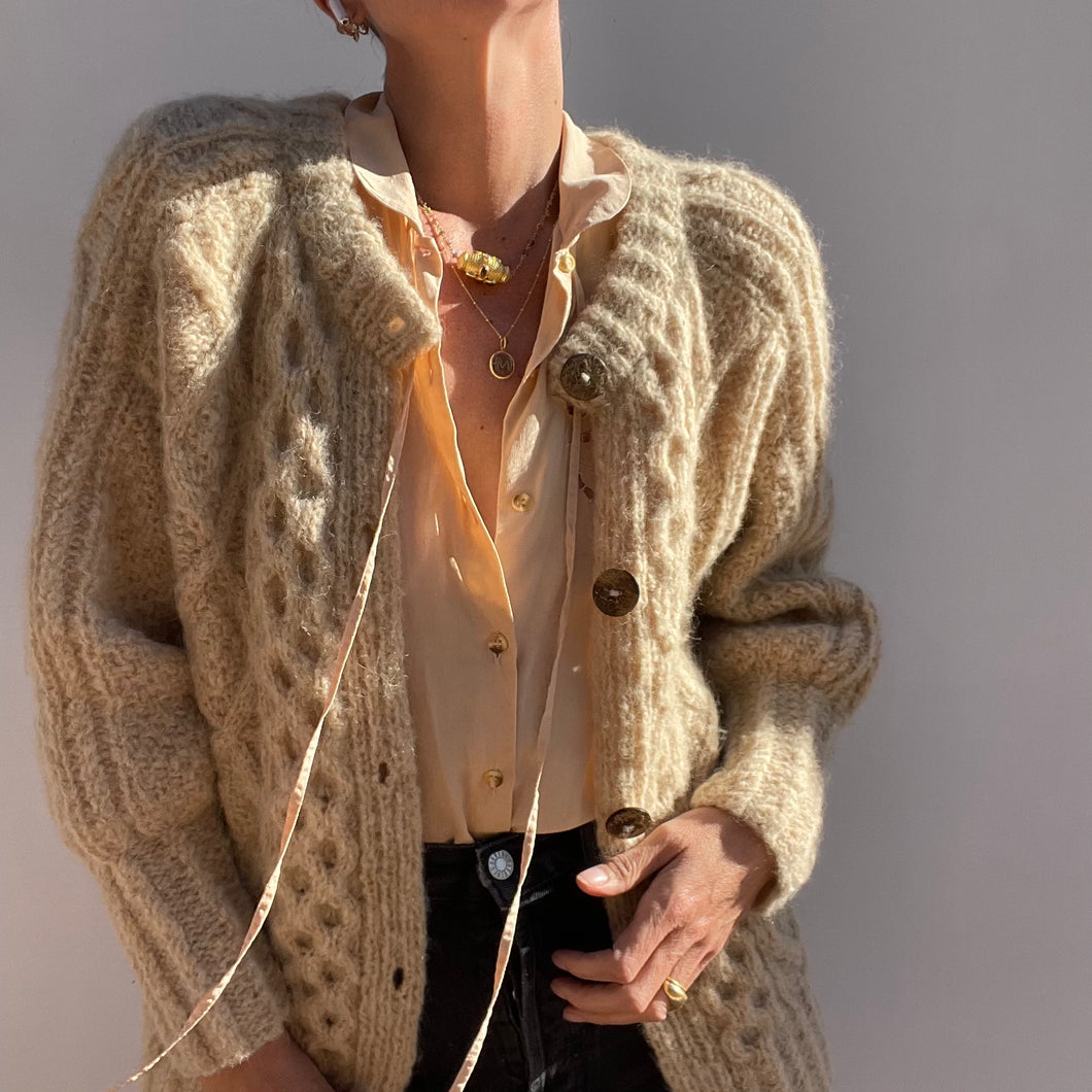 Sleeve Balloon Knit Cardigan