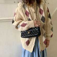 Vintage Aran Diamond Hand Knit Cardigan