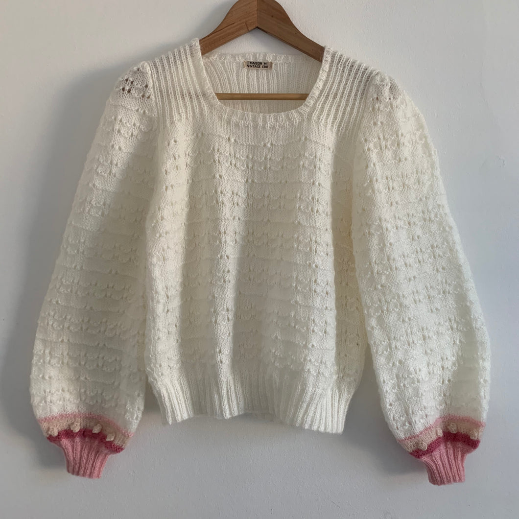 Vintage Hand Knit - Lace Blouson Sleeve