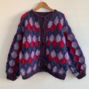 Purple Diamond Vintage Hand Knit Cardigan/Jacket