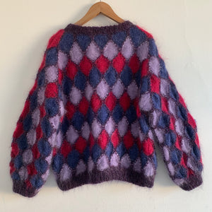 Purple Diamond Vintage Hand Knit Cardigan/Jacket