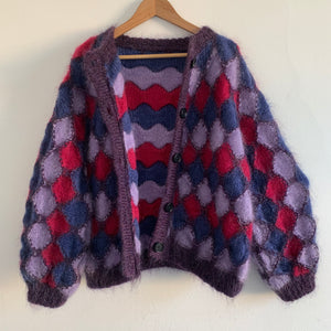 Purple Diamond Vintage Hand Knit Cardigan/Jacket