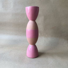 Tina Vaia Striped Double Totem Candlestick - Pink