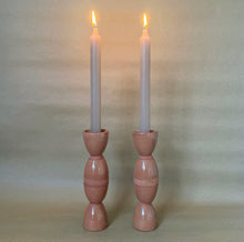 Tina Vaia Striped Double Totem Candlestick - Toffee EXCLUSIVE to Maison M