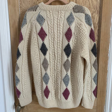 Vintage Aran Diamond Hand Knit Cardigan