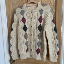 Vintage Aran Diamond Hand Knit Cardigan